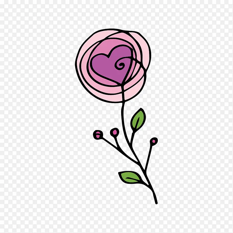 手绘紫色线条玫瑰