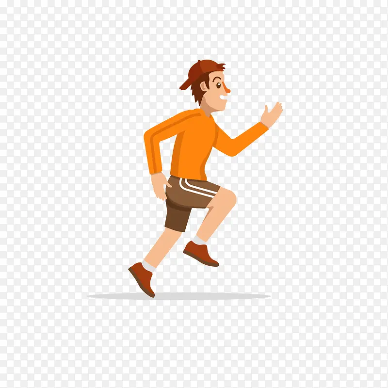 橙色奔跑的卡通运动男性