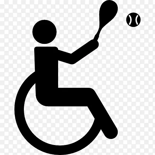 残奥会轮椅网球的剪影图标