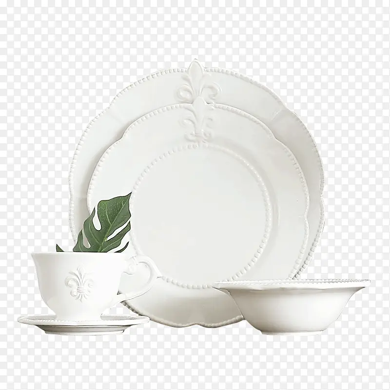 白色浮雕陶瓷餐具