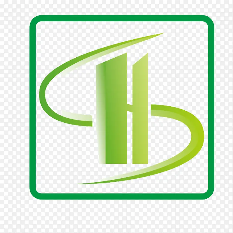 方形s形绿色简约园林logo
