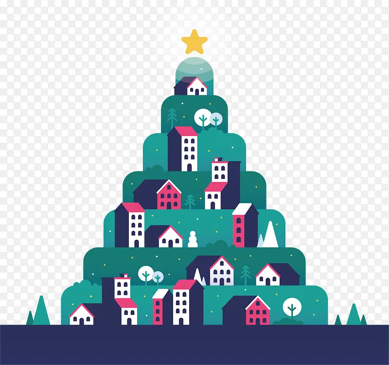 拼图小镇圣诞树