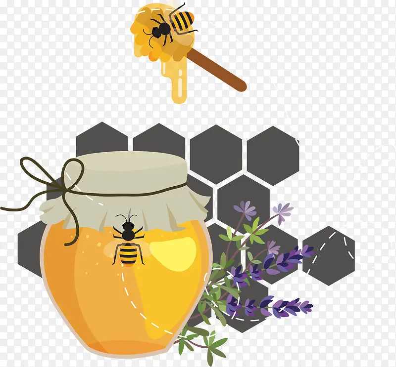 矢量蜜蜂和蜂蜜