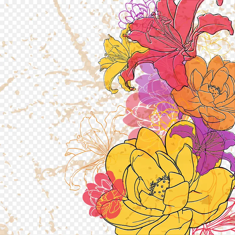 复古装饰花卉背景插画素材矢量