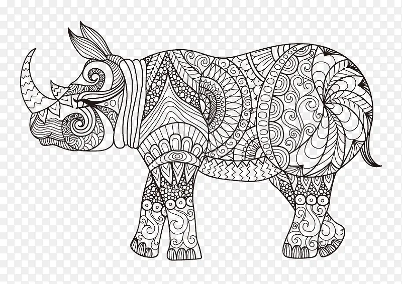 犀牛线性绘画