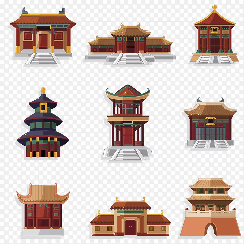 中国古建筑矢量素材