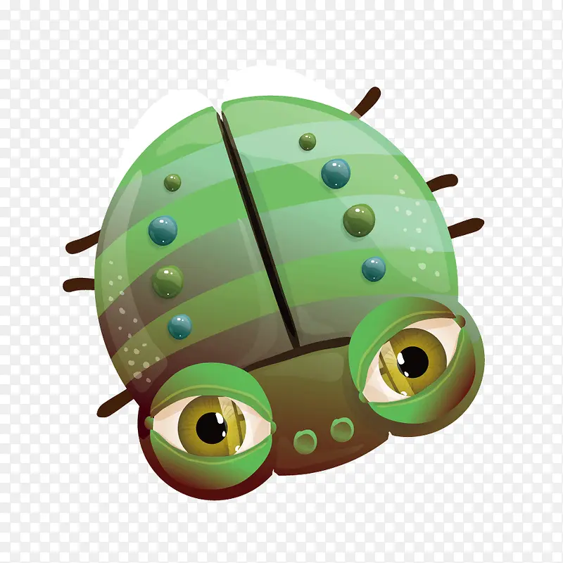 矢量绿色大眼可爱甲壳虫