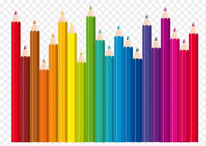 一排排彩色铅笔