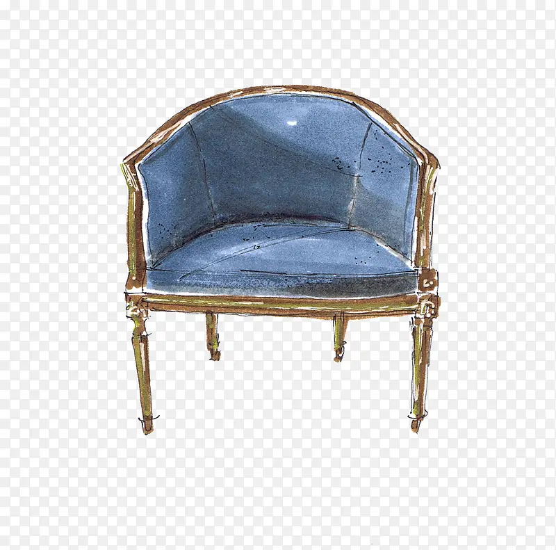 手绘淡蓝色欧式装饰沙发