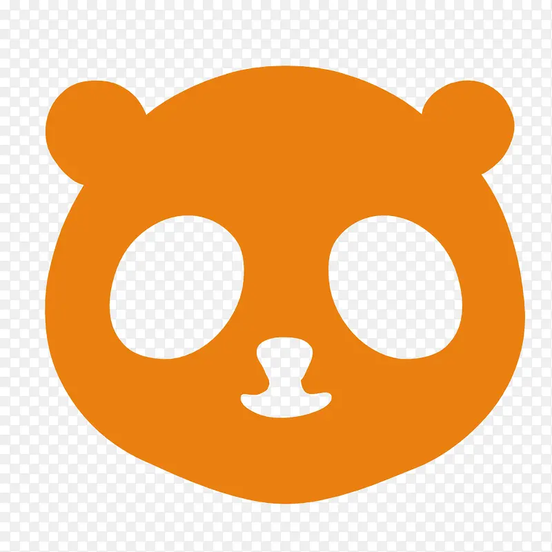 橙色卡通熊猫剪影