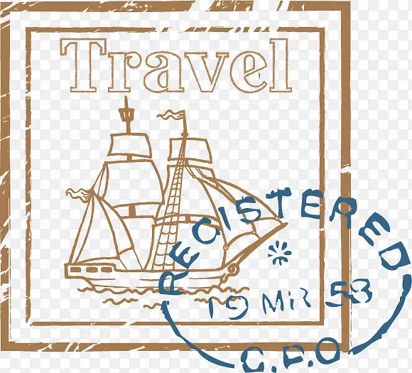 航海类邮戳图标矢量图