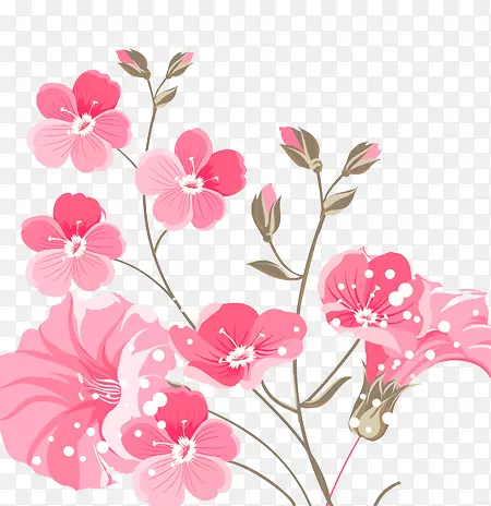 水彩艺术装饰粉红花卉