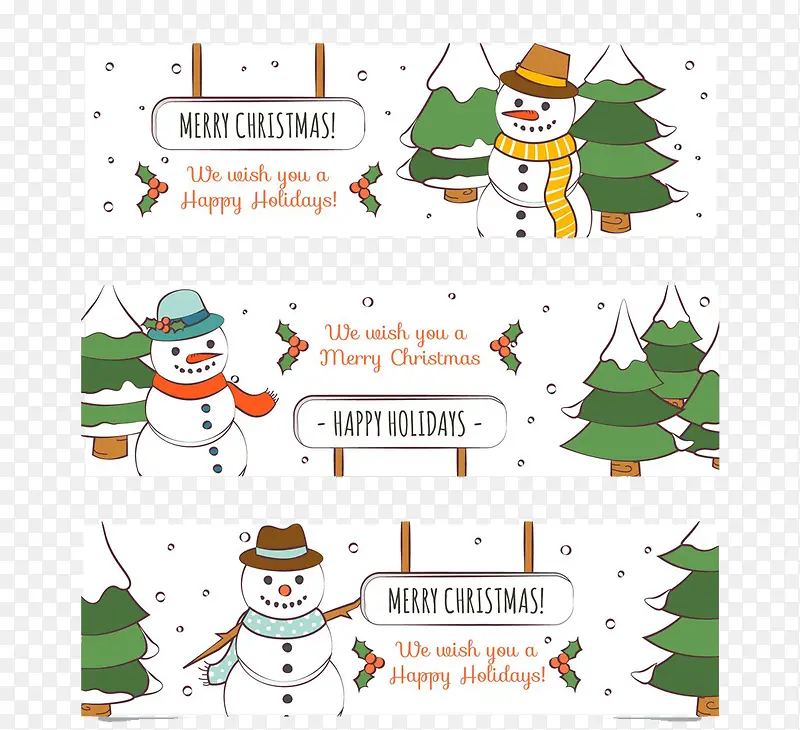 圣诞雪人和树艺术字免费图片