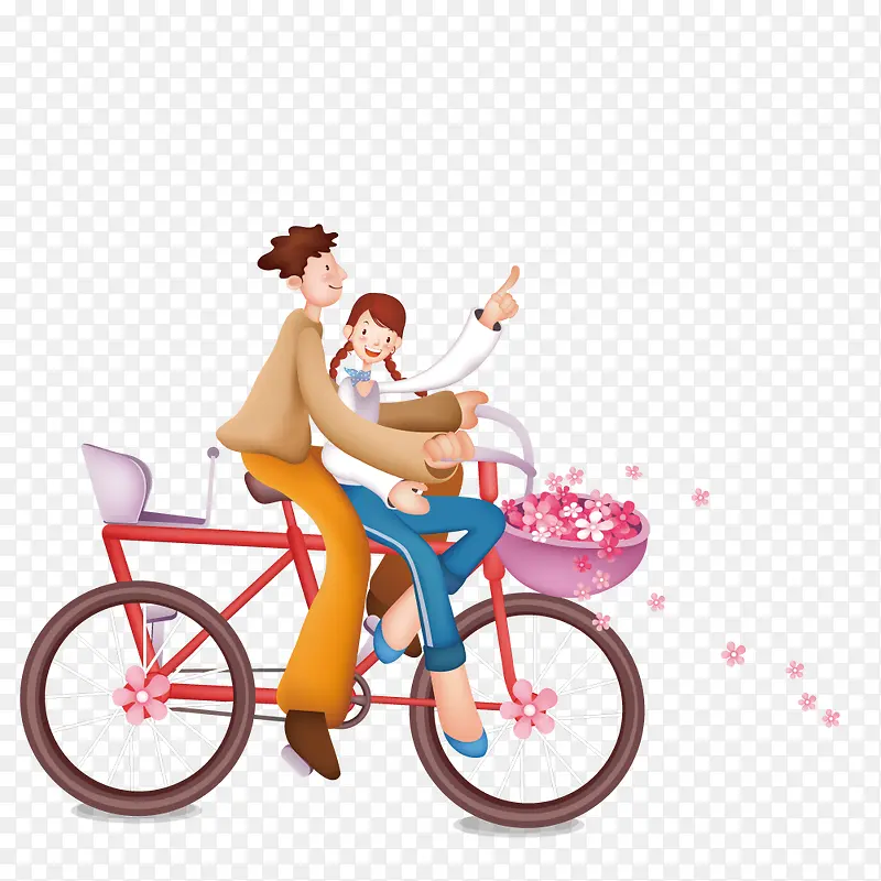 骑自行车的父女