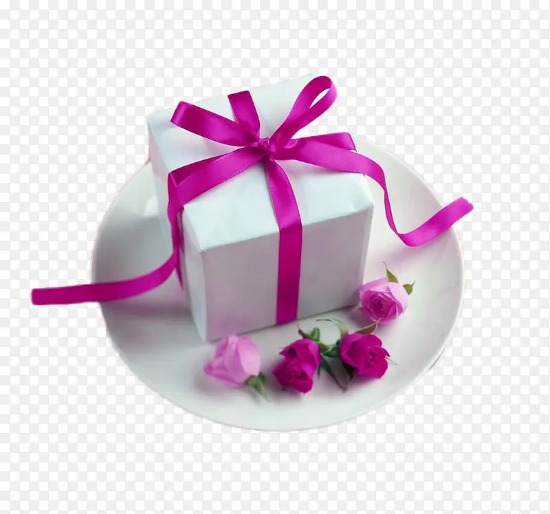新年紫色彩带礼物盒免扣素材