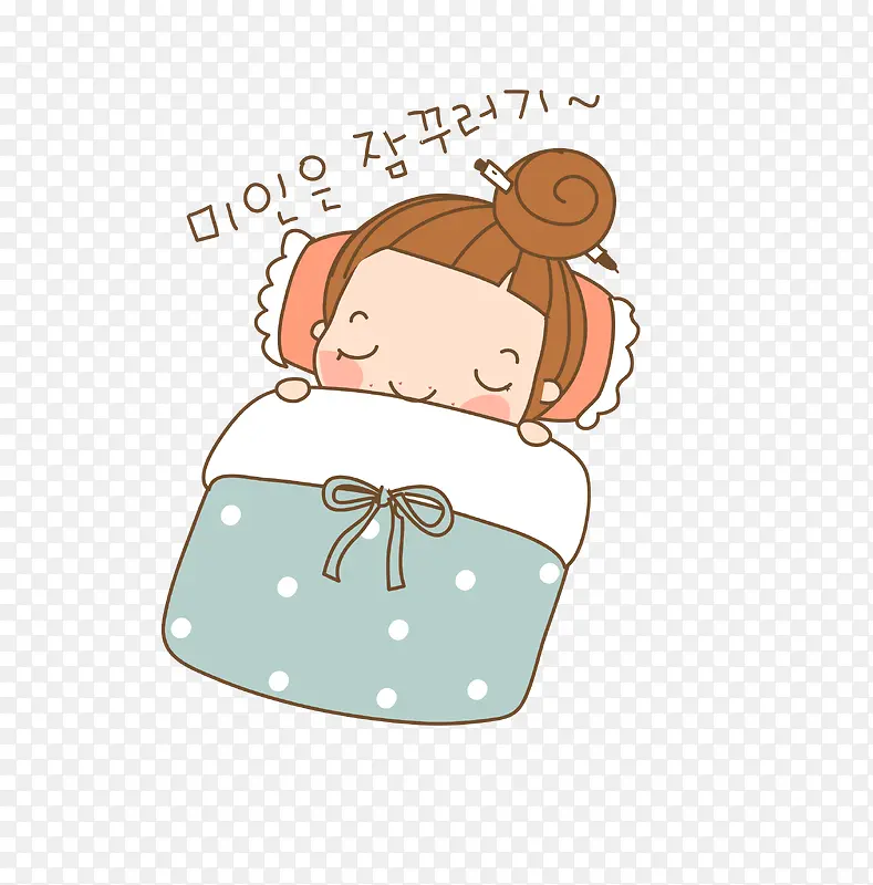 卡通韩国入睡小姑娘