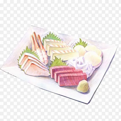 生鱼肉手绘画素材图片