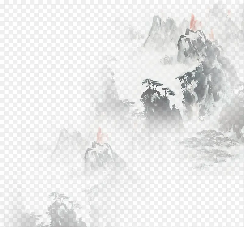 中国风山峰绘画效果