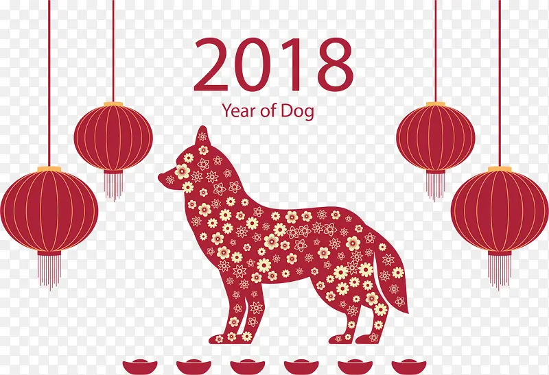 2018狗年红色小狗