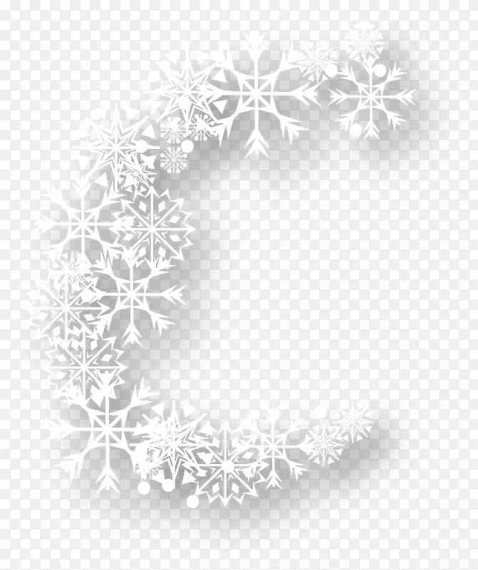 创意卡通装饰英文字母雪花字母C