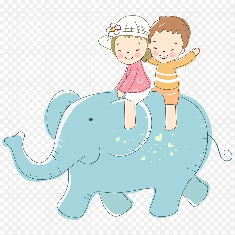 骑着大象的小朋友