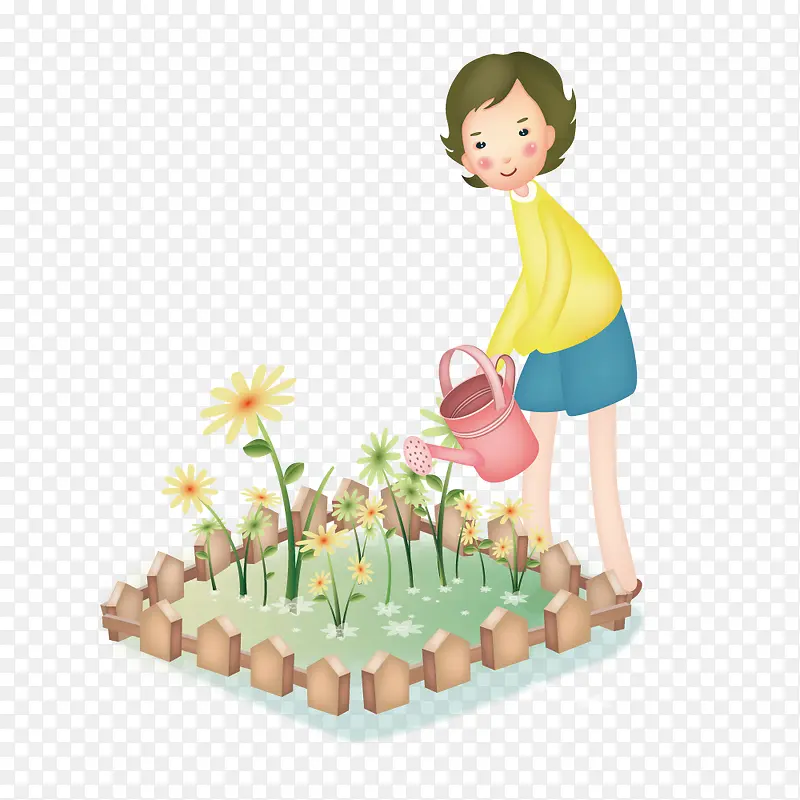 浇花的女孩