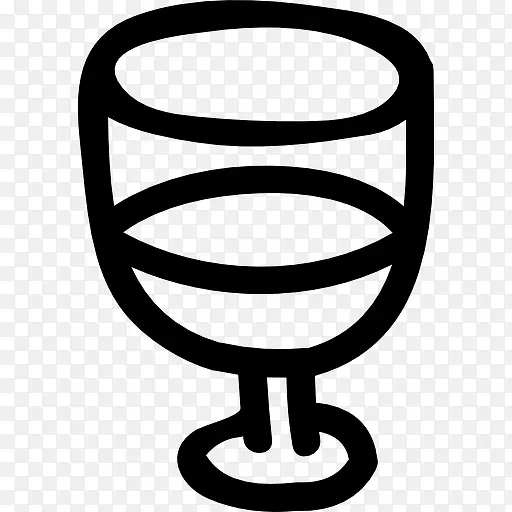 葡萄酒杯手绘轮廓图标