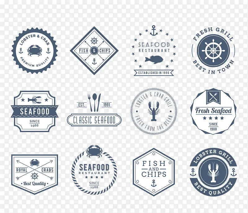 12款海洋食品标签矢量素材