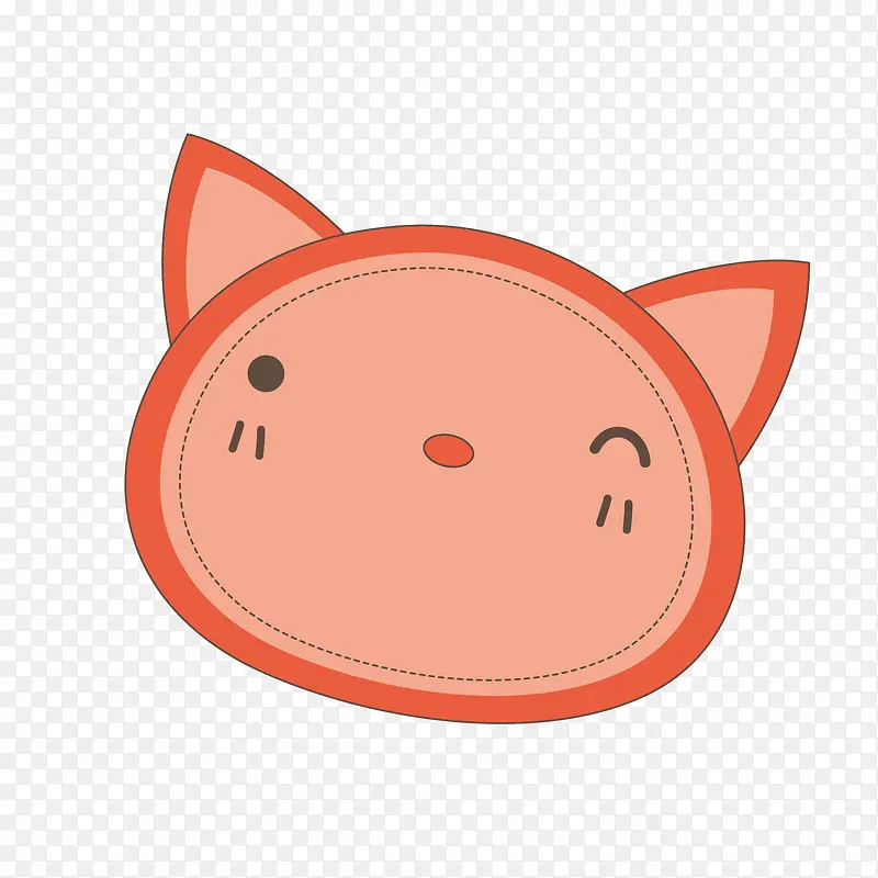 红色手绘圆角小猫元素