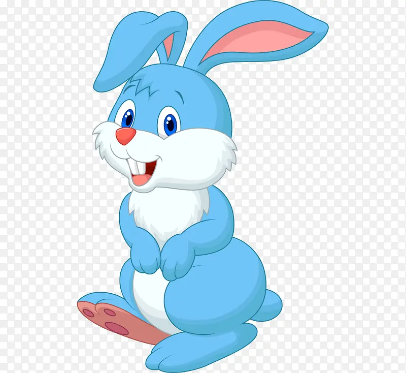 卡通手绘蓝色可爱兔子