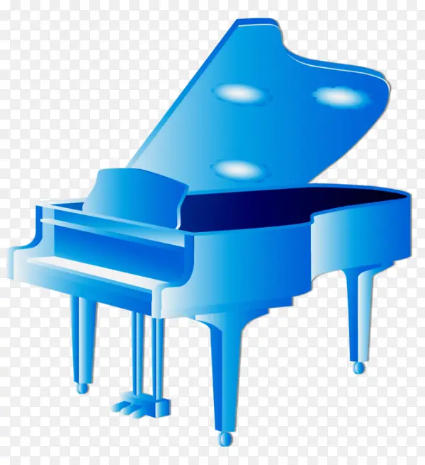 手绘蓝色钢琴