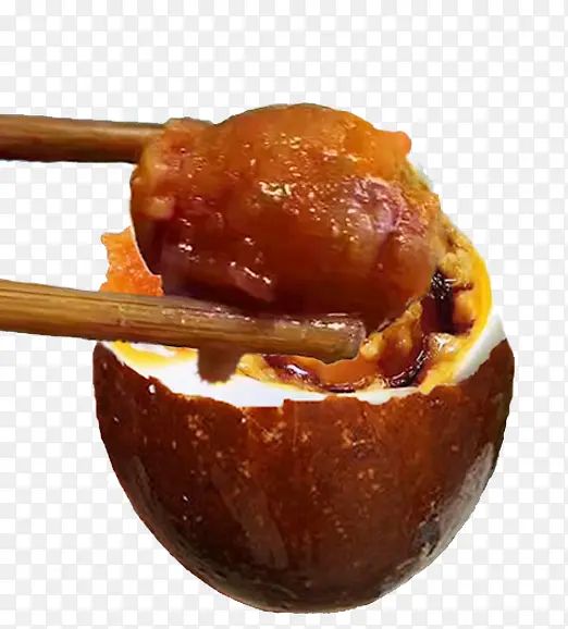 筷子夹咸鸭蛋