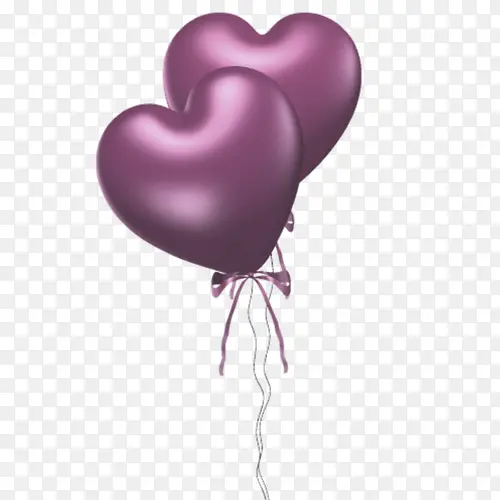 紫色爱心气球素材免抠