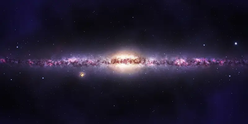 宇宙中的紫色星云海报背景