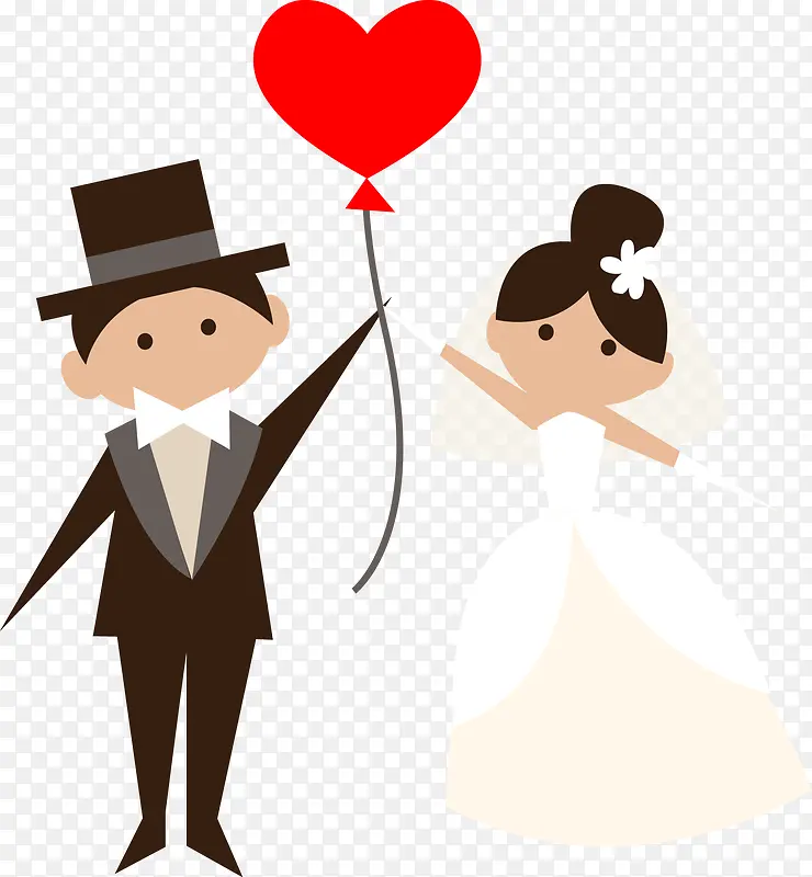 新婚夫妇手中的气球