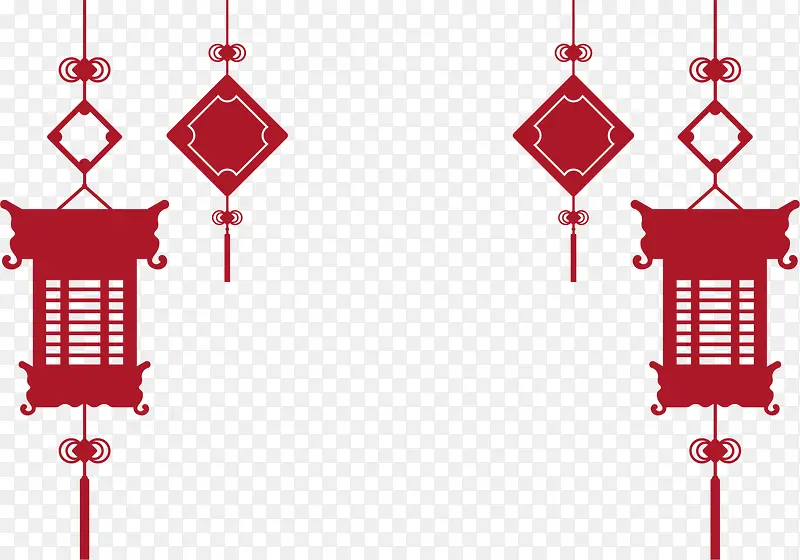 春节红色剪纸灯笼