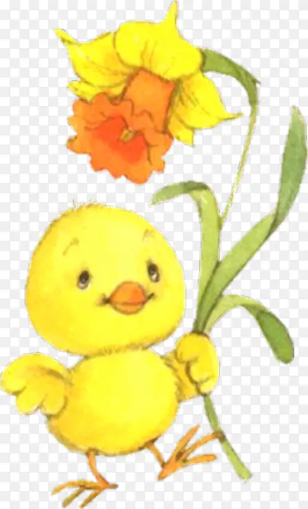 手绘小黄鸭花朵图片