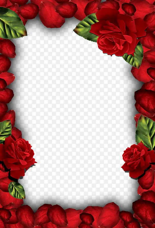 红色玫瑰花花瓣边框纹理