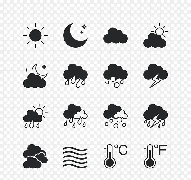简单版的黑色天气图标