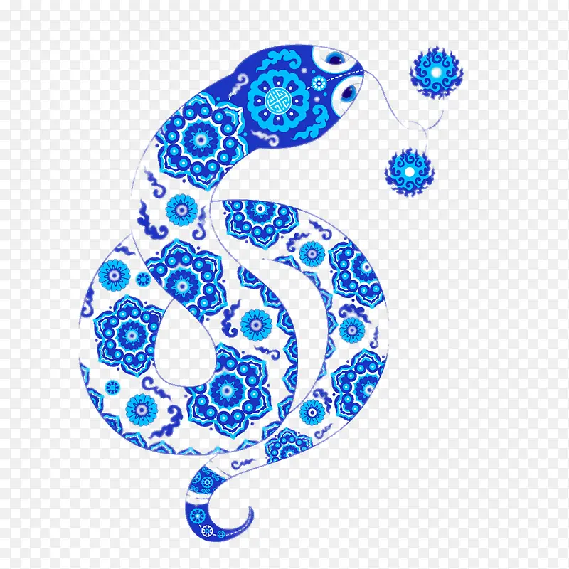 蓝色花纹卡通蛇