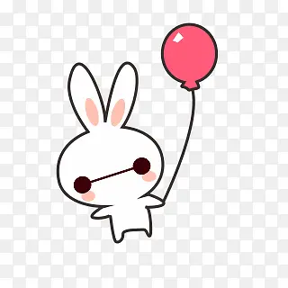 卡通兔子手拿气球