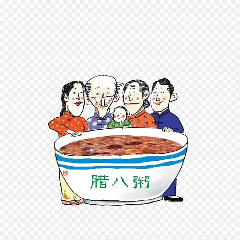 腊八粥前的一家人
