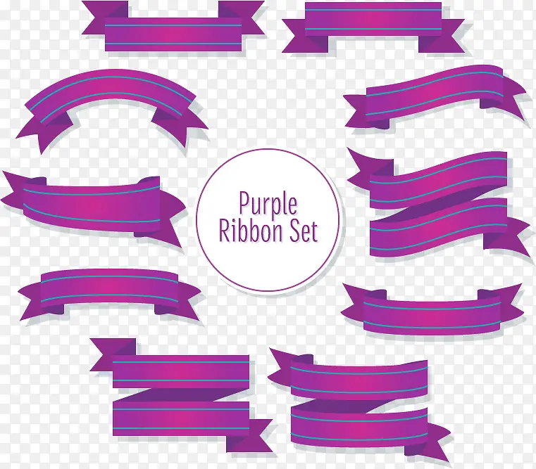 紫色丝带设计矢量素材