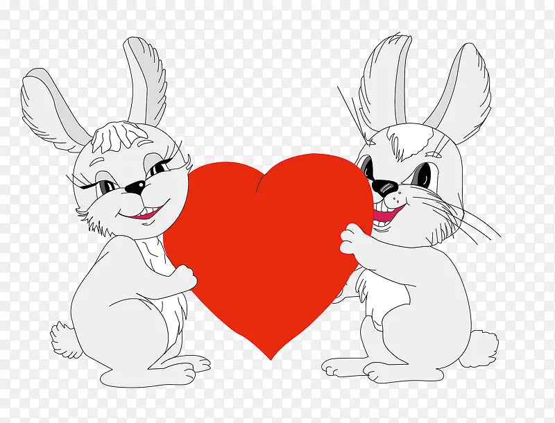 两只兔子爱心素材