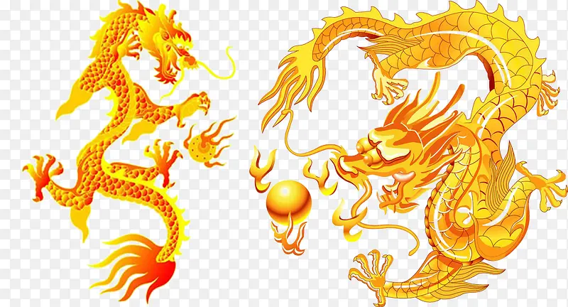 金色的龙矢量图案素材