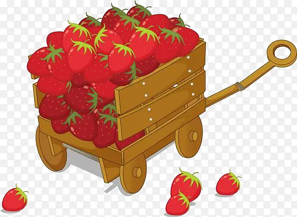 卡通手推车上的草莓