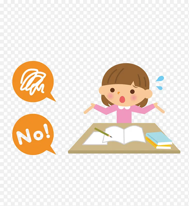 女孩不会做作业PNG图片素材下载_图片编号9885430-PNG素材网