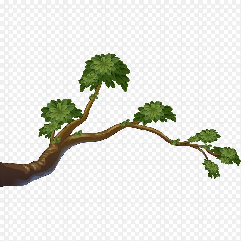 手绘清新自然树枝矢量素材