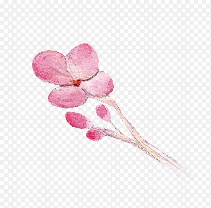 唯美清新森系手绘粉色花朵