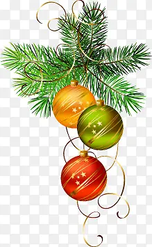 圣诞节元素创意绿色的圣诞树彩球